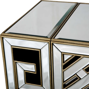 Homeroots 52" Silver And Gold And Silver Mirrored Glass Sled Console Table   403853