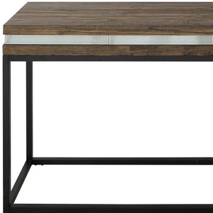 HomeRoots 47" Elegant Solid Wood & Faux Marble Sled Console Table with Mirror for Entryways & Living Spaces 403857