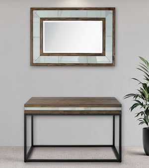 HomeRoots 47" Elegant Solid Wood & Faux Marble Sled Console Table with Mirror for Entryways & Living Spaces 403857