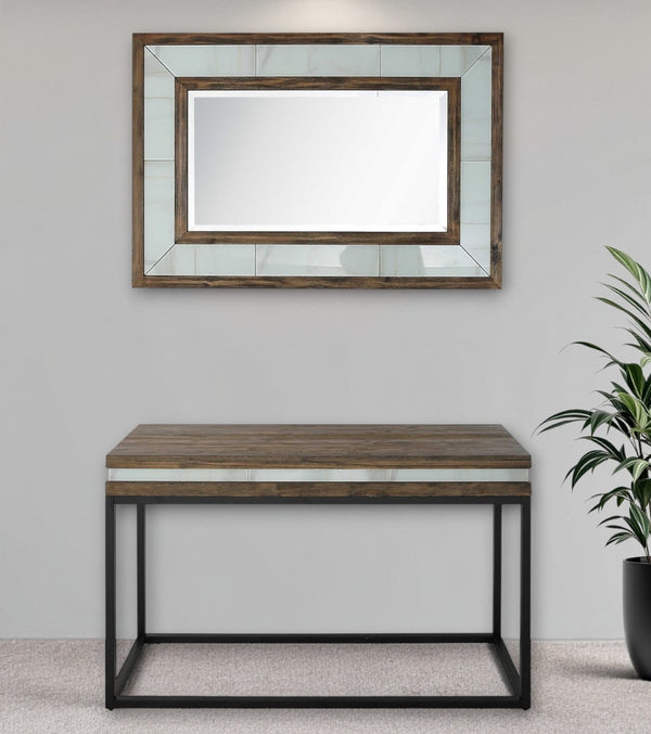 HomeRoots 47" Elegant Solid Wood & Faux Marble Sled Console Table with Mirror for Entryways & Living Spaces 403857