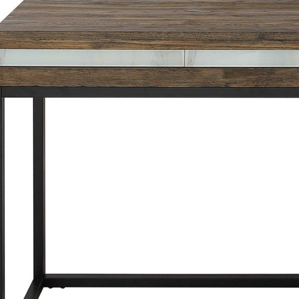 HomeRoots 47" Elegant Solid Wood & Faux Marble Sled Console Table with Mirror for Entryways & Living Spaces 403857