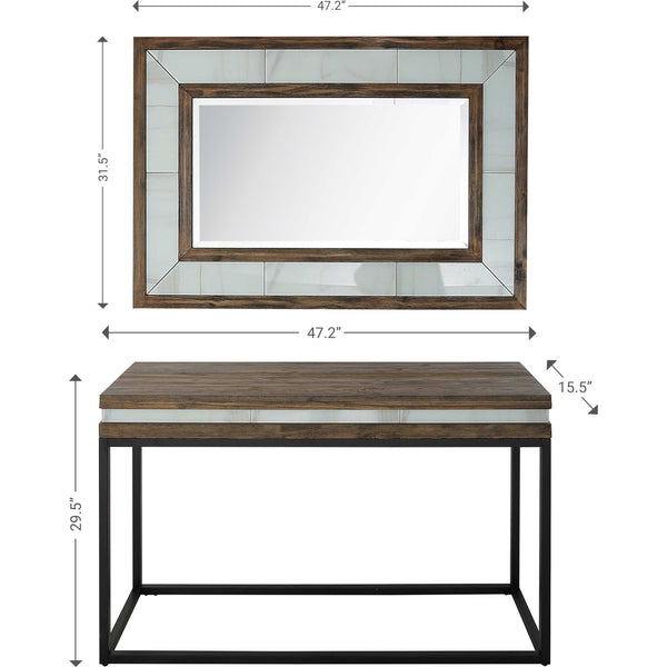 Homeroots Set Of Two 47" Brown And Black Frame Console Table   403857