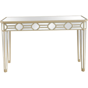 Homeroots Set Of Two 47" Silver And Champagne Mirrored Glass Console Table And Mirror   403863