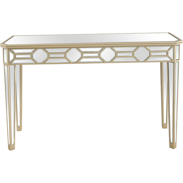 Homeroots Set Of Two 47" Silver And Champagne Mirrored Glass Console Table And Mirror   403863