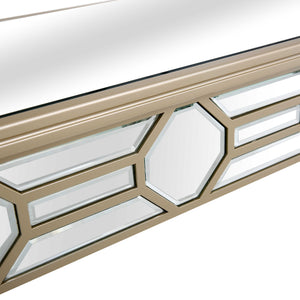 Homeroots Set Of Two 47" Silver And Champagne Mirrored Glass Console Table And Mirror   403863