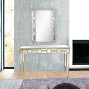 Homeroots Set Of Two 47" Silver And Champagne Mirrored Glass Console Table And Mirror   403863