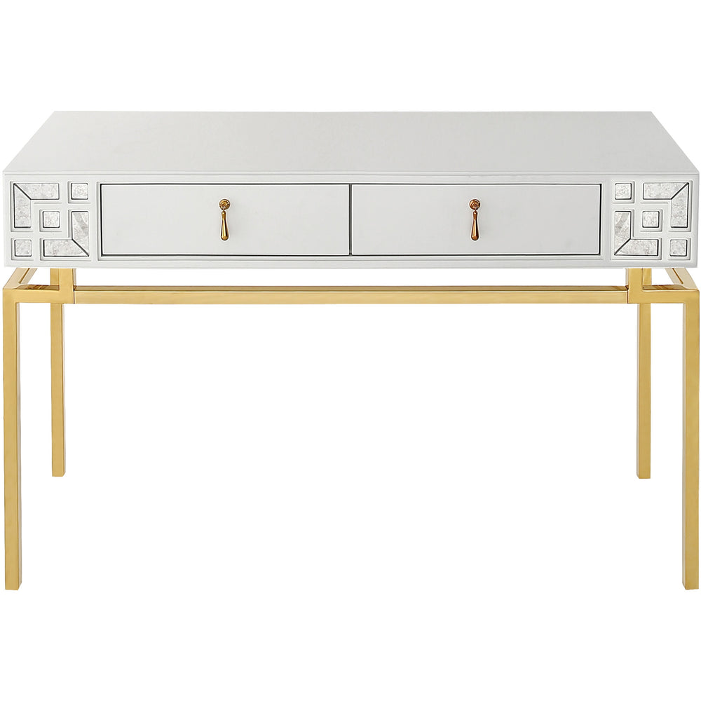 Homeroots 47" White And Gold Mirrored Console Table And Drawers   403866