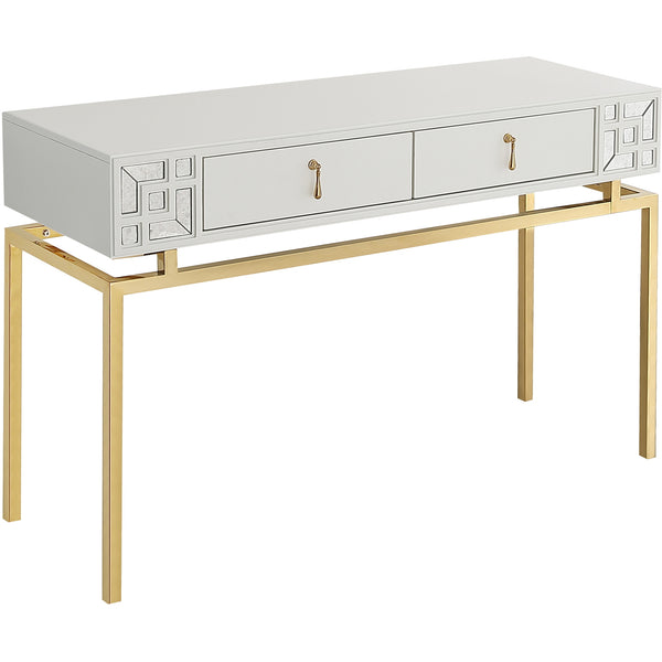 Homeroots 47" White And Gold Mirrored Console Table And Drawers   403866