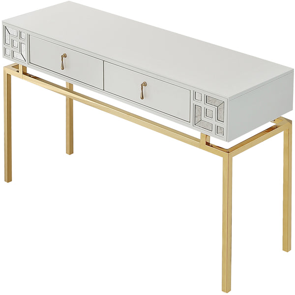 Homeroots 47" White And Gold Mirrored Console Table And Drawers   403866