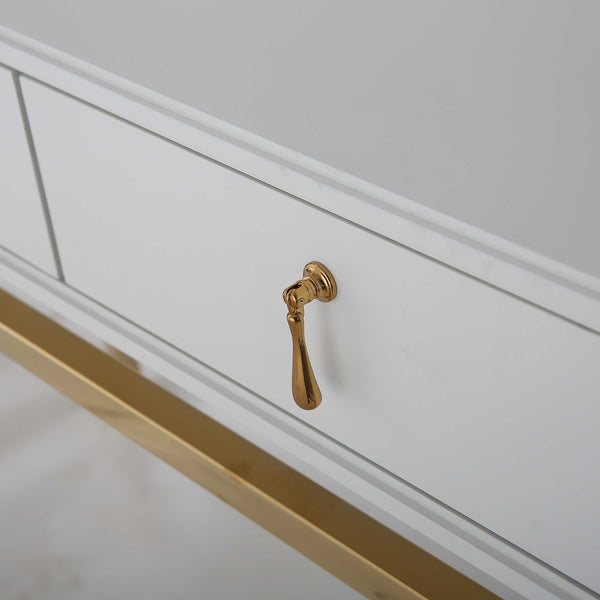 Homeroots 47" White And Gold Mirrored Console Table And Drawers   403866