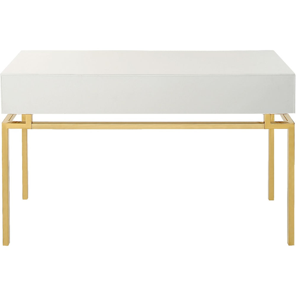 HomeRoots 47" White and Gold Console Table with Drawers - Modern Elegance for Entryways and Living Rooms 403866