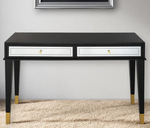 HomeRoots 47" Modern Black Silver and Gold Wood Console Table with Drawers for Stylish Storage Solutions 403867