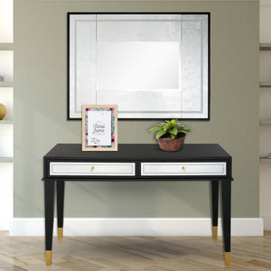 Homeroots 47" Black Silver And Gold Wood Console Table And Drawers   403867