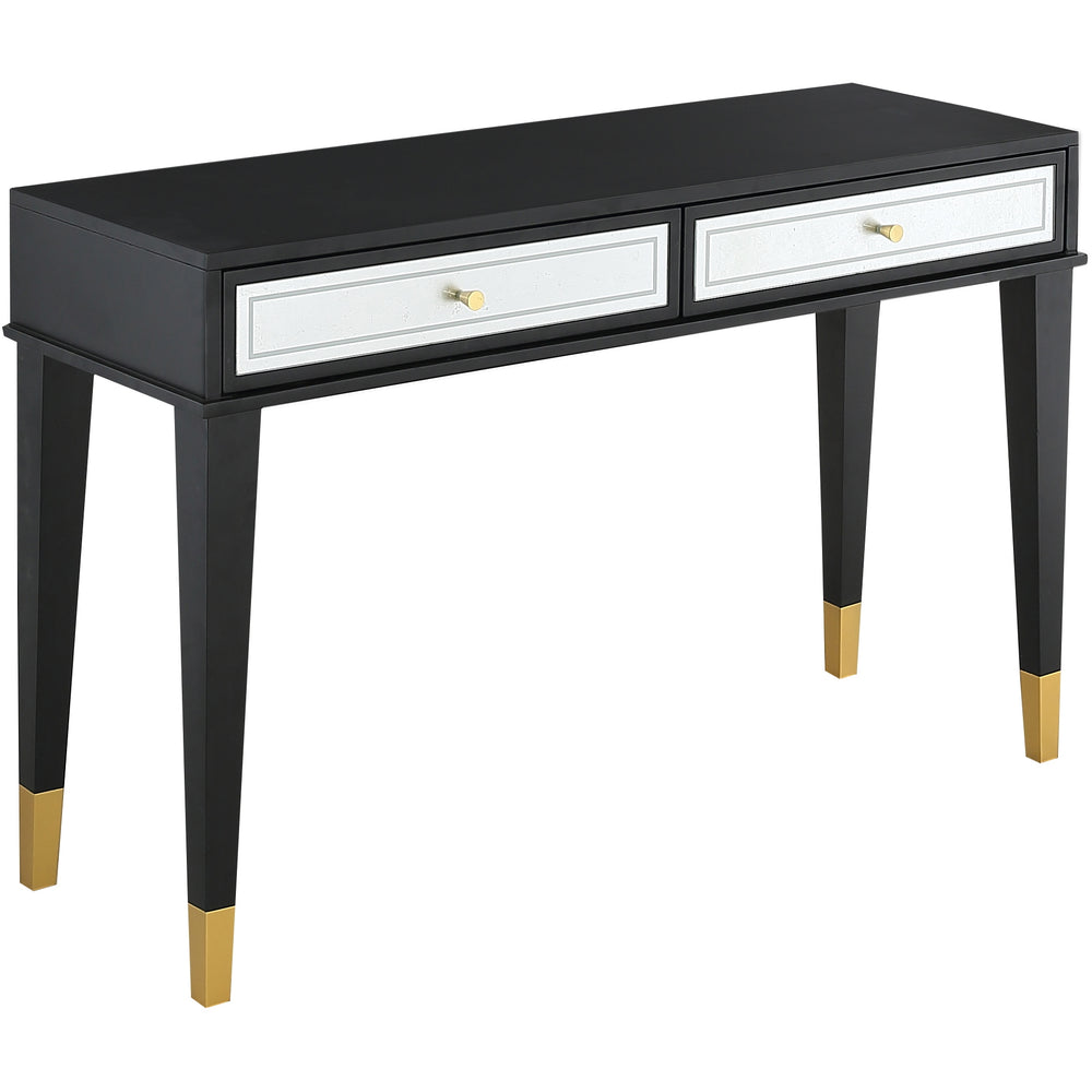 Homeroots 47" Black Silver And Gold Wood Console Table And Drawers   403867