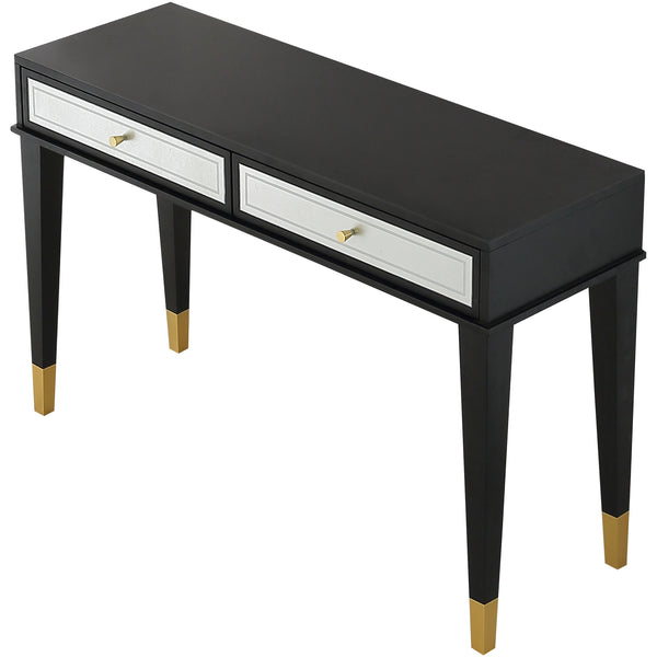 Homeroots 47" Black Silver And Gold Wood Console Table And Drawers   403867