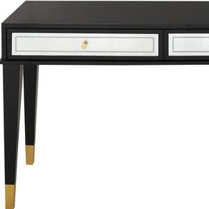 HomeRoots 47" Modern Black Silver and Gold Wood Console Table with Drawers for Stylish Storage Solutions 403867