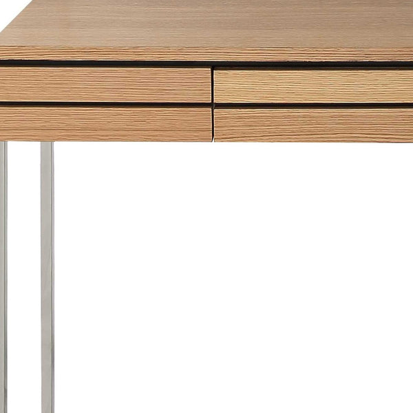 Homeroots 47" Brown And Silver Frame Console Table And Drawers   403868