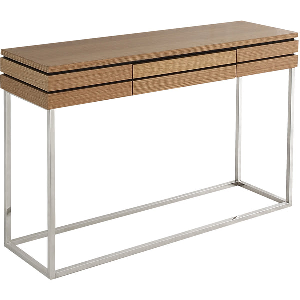 Homeroots 47" Brown And Silver Frame Console Table And Drawers   403868