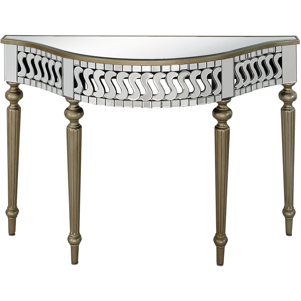 Homeroots 44" Silver And Gold Mirrored Glass Free Form Console Table   403869