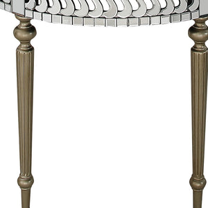 Homeroots 44" Silver And Gold Mirrored Glass Free Form Console Table   403869