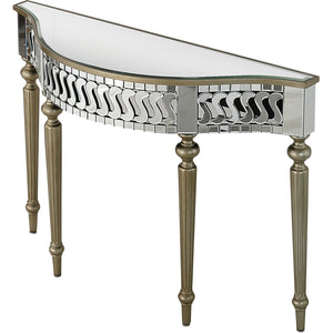 Homeroots 44" Silver And Gold Mirrored Glass Free Form Console Table   403869