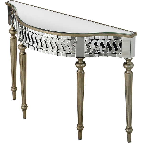Homeroots 44" Silver And Gold Mirrored Glass Free Form Console Table   403869