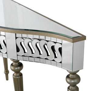 Homeroots 44" Silver And Gold Mirrored Glass Free Form Console Table   403869