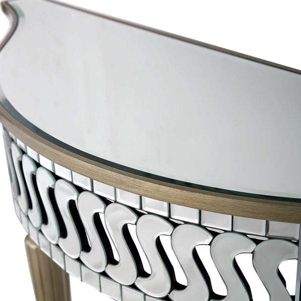 Homeroots 44" Silver And Gold Mirrored Glass Free Form Console Table   403869