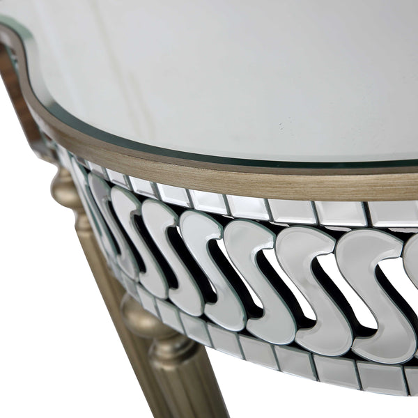 Homeroots 44" Silver And Gold Mirrored Glass Free Form Console Table   403869