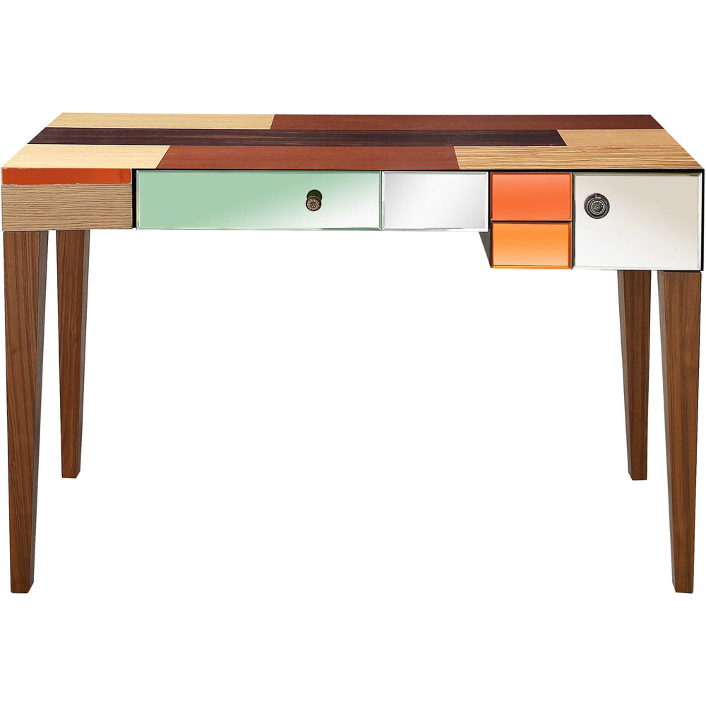 Homeroots 51" Wood Brown And Brown Mirrored Console Table With Storage   403870