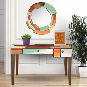 HomeRoots 51" Wood Brown Console Table with Mirrored Accents & Soft-Close Drawers for Stylish Storage Solutions 403870