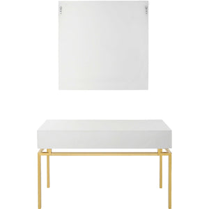 Homeroots Set Of Two 47" White And Gold Solid Wood Mirrored Console Table And Drawers   403871
