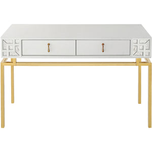 Homeroots Set Of Two 47" White And Gold Solid Wood Mirrored Console Table And Drawers   403871