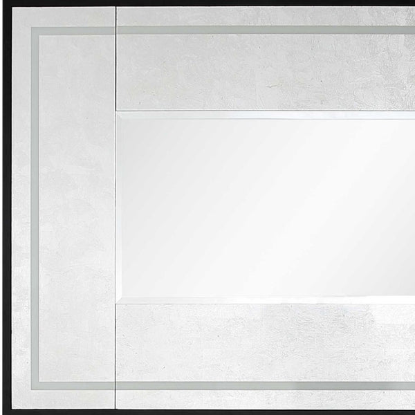 HomeRoots 47" Black and Silver Mirrored Console Table with Drawers - Modern Accent for Entryway & Living Rooms 403872