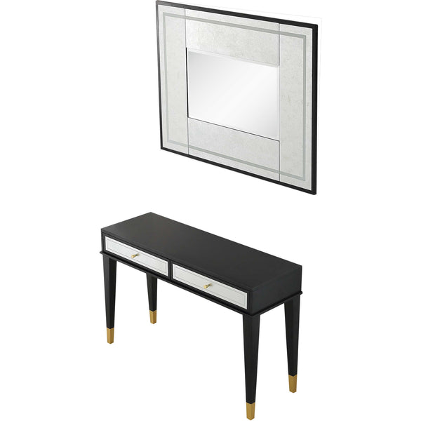 Homeroots Set Of Two 47" Black Console Table And Drawers   403872