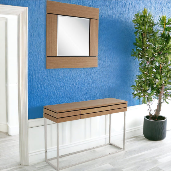 Homeroots Set Of Two 47" Brown And Silver Sled Console Table And Drawers   403873