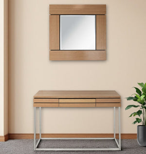HomeRoots 47" Sleek Brown and Silver Console Table with Drawer & Mirror - Stylish Entryway or Living Room Charm 403873