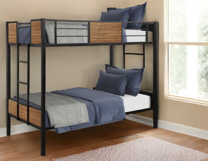 Homeroots Black Brown Twin Over Twin Bunk Bed  Steel 403879