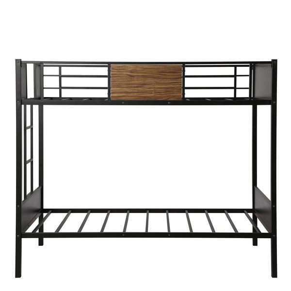 Homeroots Black Brown Twin Over Twin Bunk Bed  Steel 403879