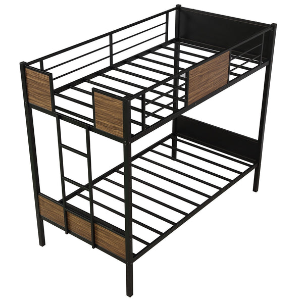Homeroots Black Brown Twin Over Twin Bunk Bed  Steel 403879