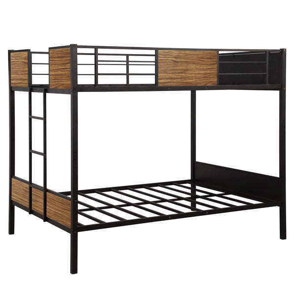 Homeroots Black Brown Full Over Full Bunk Bed  Steel 403880
