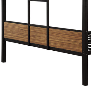 Homeroots Black Brown Full Over Full Bunk Bed  Steel 403880