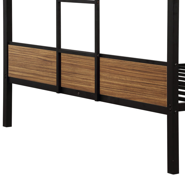 Homeroots Black Brown Full Over Full Bunk Bed  Steel 403880