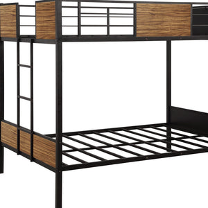 Homeroots Black Brown Full Over Full Bunk Bed  Steel 403880