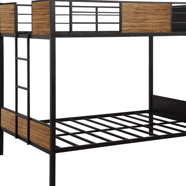 Homeroots Black Brown Full Over Full Bunk Bed  Steel 403880