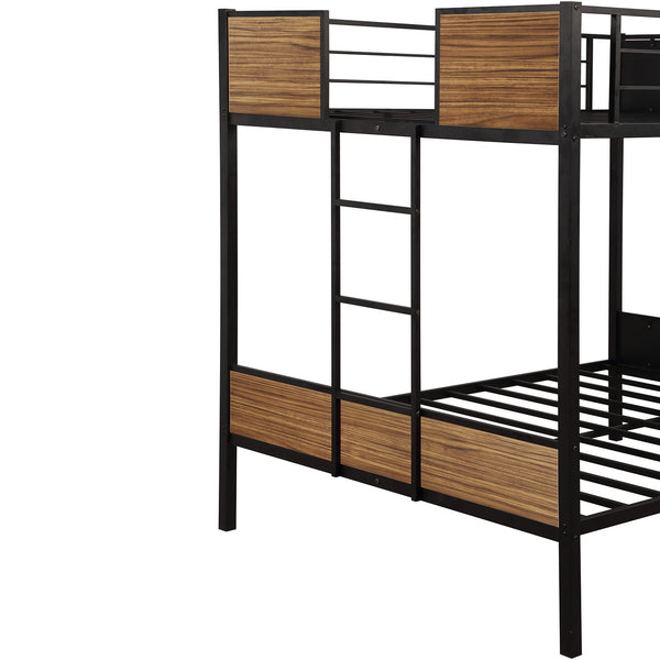 Homeroots Black Brown Full Over Full Bunk Bed  Steel 403880