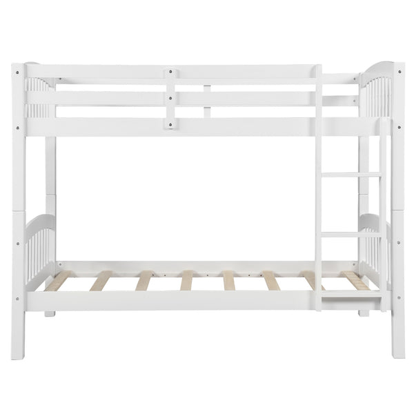 Homeroots White Twin Over Twin Bunk Bed  Manufactured Wood And Solid Wood 403881