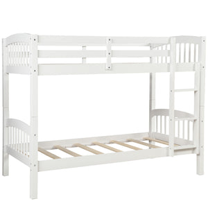 Homeroots White Twin Over Twin Bunk Bed  Manufactured Wood And Solid Wood 403881