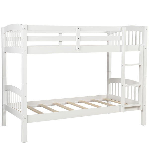 Homeroots White Twin Over Twin Bunk Bed  Manufactured Wood And Solid Wood 403881