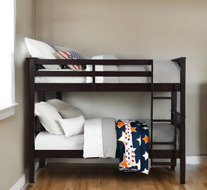 Homeroots Brown Twin Over Twin Bunk Bed  Manufactured Wood And Solid Wood 403882